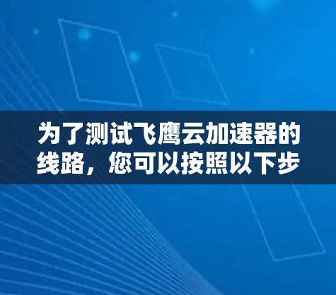 为了测试飞鹰云加速器的线路,您可以按照以下步骤进行