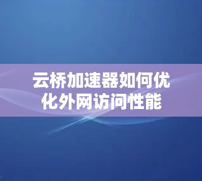 云桥加速器如何优化外网访问性能